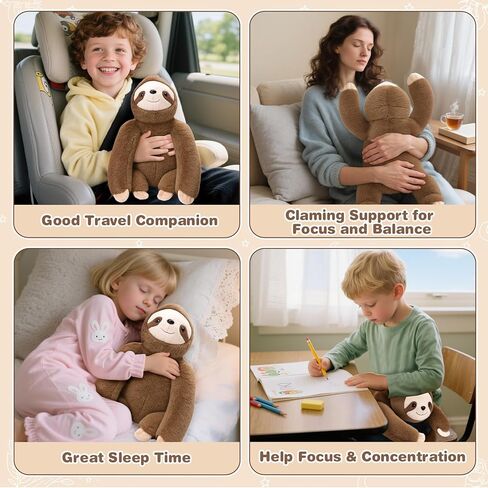 Joyreal Sloth Sensory Weighted Vibrating Pillow, Pressure Activated for Kids Adults, Plush Minky Soft Size: 11 by 21 inches Pillow Animal for Gift Birthday in Kuwait
