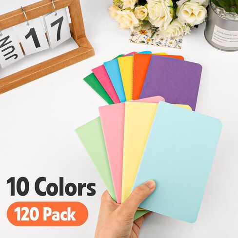 120 Pack Small Lined Notepads Bulk, Mini Journal Pocket Notebooks Set 3.5 Inch x 5.5 Inch, Colored Cover Notebook Wide Ruled, 10 Colors 24 Sheets (48 Pages) for Traveler, Students in Kuwait
