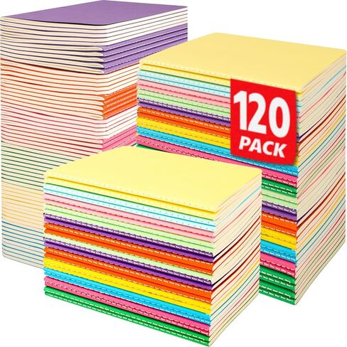 120 Pack Small Lined Notepads Bulk, Mini Journal Pocket Notebooks Set 3.5 Inch x 5.5 Inch, Colored Cover Notebook Wide Ruled, 10 Colors 24 Sheets (48 Pages) for Traveler, Students in Saudi Arabia