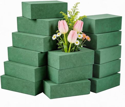 Joanolga 12 Packs Floral Foam Blocks, (7.8" L x 3.5" W x 2.4" H), Dry and Wet Green Flower Foam Block for Fresh & Artificial Flowers, Arrangements, Wedding, Birthdays, Garden Decorations in Kuwait