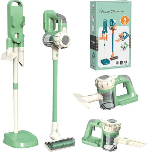 3-in-1 Kids Vacuum That Really Works, Toddler Toy Vacuum Cleaning Set for Children Aged 3+, Fun Kids Working Toy Vacuum Cleaner with Working Suction for Realistic Play (630Green) in Kuwait