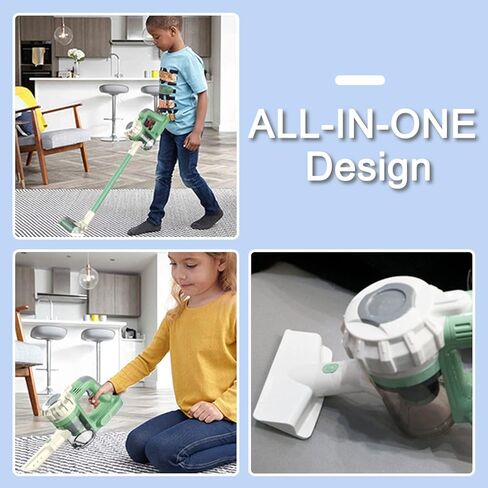 3-in-1 Kids Vacuum That Really Works, Toddler Toy Vacuum Cleaning Set for Children Aged 3+, Fun Kids Working Toy Vacuum Cleaner with Working Suction for Realistic Play (630Green) in Kuwait