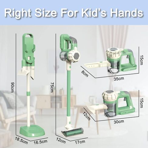 3-in-1 Kids Vacuum That Really Works, Toddler Toy Vacuum Cleaning Set for Children Aged 3+, Fun Kids Working Toy Vacuum Cleaner with Working Suction for Realistic Play (630Green) in Kuwait