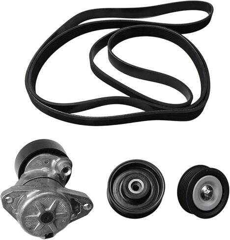Engine Drive Belt Tensioner Assembly & 2 Idler Pulleys & Belt Compatible for Benz M272 M273 2722000270+1419+1019+6PK2400 in Kuwait