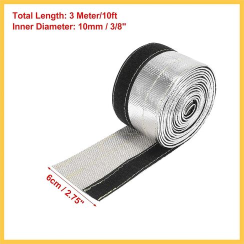 كفن حرارة السيارة 3/8 "ID 10ft التغطيه بالألومنيوم معزول درع الأكمام سلك الحرارة درع الأكمام ل 3/8" OD خطوط الوقود حماية الحرارة قطع غيار السيارات in Kuwait