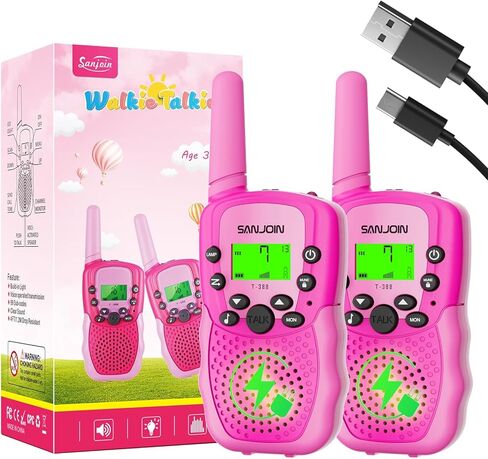 SANJOIN Rechargeable Walkie Talkies 2 Pack for Kids, Toys for 3-12 Years Old Boys Girls, Camo Walkie Talkie 3 Miles Range for Camping, Outdoor, Birthday Gifts for 4 5 6 7 8 9 10 11 12 Year Old in Kuwait