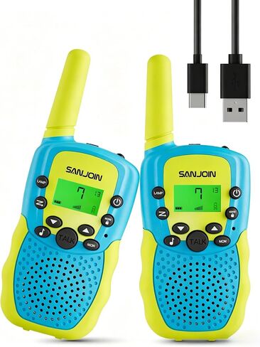 SANJOIN Rechargeable Walkie Talkies 2 Pack for Kids, Toys for 3-12 Years Old Boys Girls, Camo Walkie Talkie 3 Miles Range for Camping, Outdoor, Birthday Gifts for 4 5 6 7 8 9 10 11 12 Year Old in Kuwait
