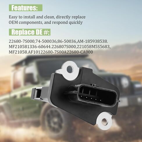 Car Mass Air Flow Meter Sensor, OEM# 22680-7S00A Aluminum Vehicle Airflow Sensor, Automotive Replacement Accessories, Compatible with 03-14 Altima, 03-09 350Z, 06-12 Sentra in Kuwait