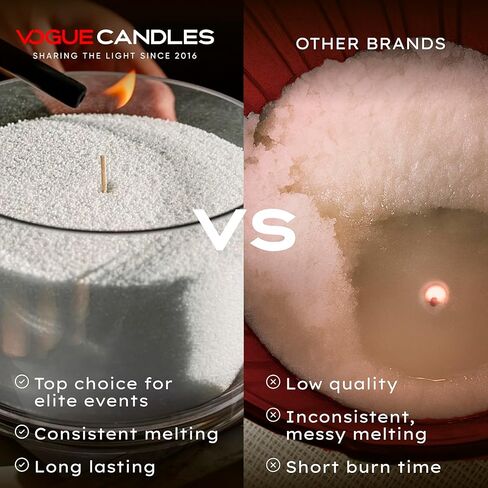 Vogue Candles Granulated Black Wax Refill – 1LB Pearled Candle Sand Wax – Sand Candle Kit with 15 Cotton Wicks for DIY Home Lighting – Plant-Based & Reusable for Clean Burning, Custom Vessels & Décor in Kuwait