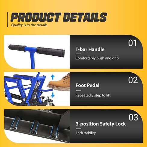 1500 LBS Hydraulic Motorcycle Lift Jack, Heavy-Duty Motorcycle Jack Stand with 2 Ratchet Belts, Foot-Operated ATV Lift & Motorcycle Lift Stand, Adjustable Essential Motorcycle Accessories, Blue in Saudi Arabia