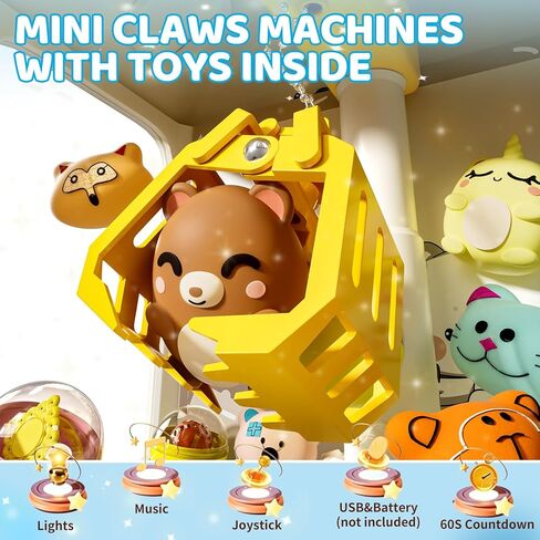 Skirfy Mini Claws Machines for Kids,Vending Machines Toys for Boys Girls 6 7 8 9 Year Old,Arcades Games Toys Bear with LED Light & Adjustable Sound,Birthday Party for 6-12 Year Old Boys Girls in Kuwait