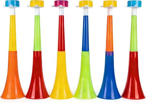 6-Pack Extendable Stadium Horns Vuvuzela, 11IN Large Loud Cheering Noise Maker for Fans, Plastic Blow Horn for Tailgate Party Supplies & Game Day Outdoor Accessories in Kuwait