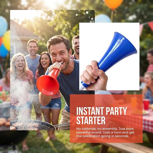 6-Pack Extendable Stadium Horns Vuvuzela, 11IN Large Loud Cheering Noise Maker for Fans, Plastic Blow Horn for Tailgate Party Supplies & Game Day Outdoor Accessories in Kuwait