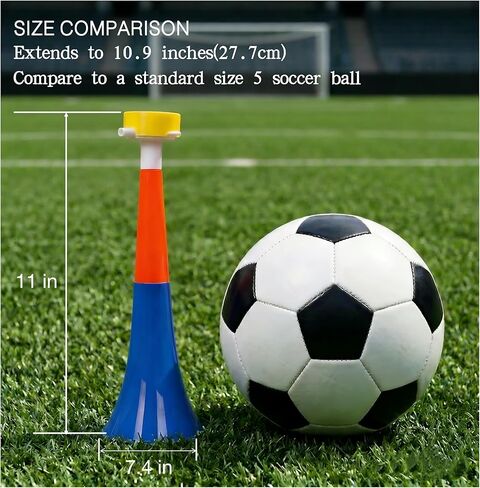 6-Pack Extendable Stadium Horns Vuvuzela, 11IN Large Loud Cheering Noise Maker for Fans, Plastic Blow Horn for Tailgate Party Supplies & Game Day Outdoor Accessories in Kuwait