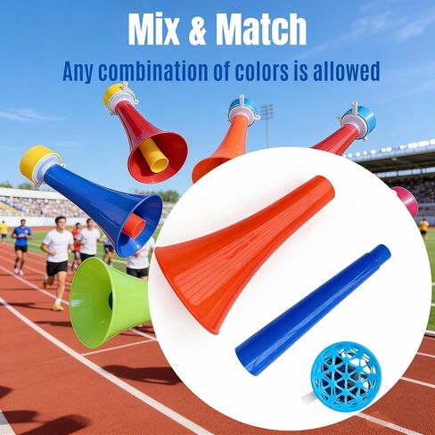 6-Pack Extendable Stadium Horns Vuvuzela, 11IN Large Loud Cheering Noise Maker for Fans, Plastic Blow Horn for Tailgate Party Supplies & Game Day Outdoor Accessories in Kuwait