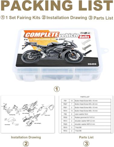 مجموعات مسامير هدية كاملة متوافقة مع CBR1000RR CBR 1000 RR 2006 2007 CBR 1000RR مجموعة كاملة من براغي القلنسة هدية تركيب عدة استبدال صامولة الغسالة in Kuwait