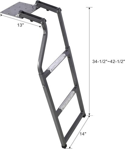 Pickup Truck Tailgate Ladder, Universal Fit, Stainless Steel Self-Drilling Hex Screws for Easy Install, Aluminum Step Grip Plates & Sturdy Rubber Feet, Extends to 42.5" in Kuwait