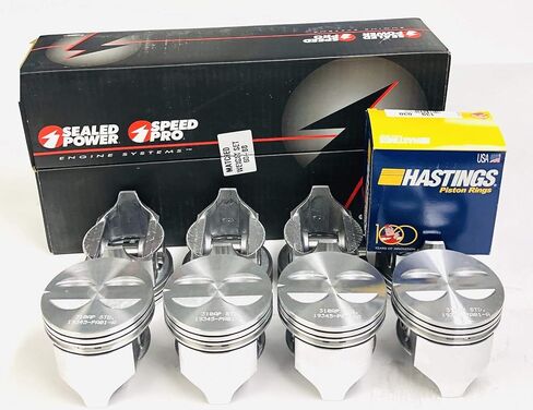 مختومة Power Speed ​​Pro +.060" مكابس مسطحة علوية وحلقات مصبوبة مجموعة من (8) متوافقة مع Chevy 327 (قطر التجويف 4.060 بوصة) in Kuwait