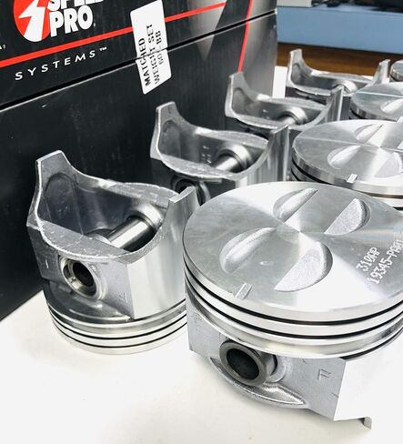 مختومة Power Speed ​​Pro +.060" مكابس مسطحة علوية وحلقات مصبوبة مجموعة من (8) متوافقة مع Chevy 327 (قطر التجويف 4.060 بوصة) in Kuwait