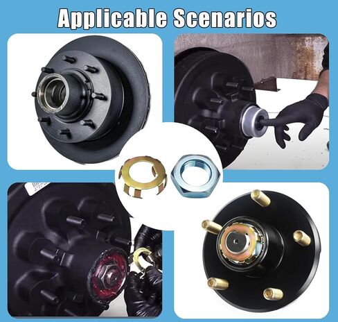 6-191 6-190 New Trailer Wheel Axle Nuts and Retainers for Heavy Duty D-Shaped Spindles Fasteners Compatible with 2 to 8K Dexter Most Spindle Nut-4 Pack in Kuwait