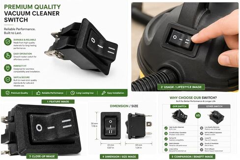 استبدال مكنسة Oreck المستقيمة 3 أوضاع تشغيل/إيقاف مع صمام ثنائي R0038 النوع 6 7 8 #430000956 in Kuwait