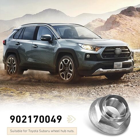 2 PCS CV Axle Nut, Front Rear Spindle Lock Lug Nut, Steel Driveshaft Spindle Nuts, Replace 902170049 Compatible with Subaru Forester Legacy Outback Impreza (Silver) in Kuwait