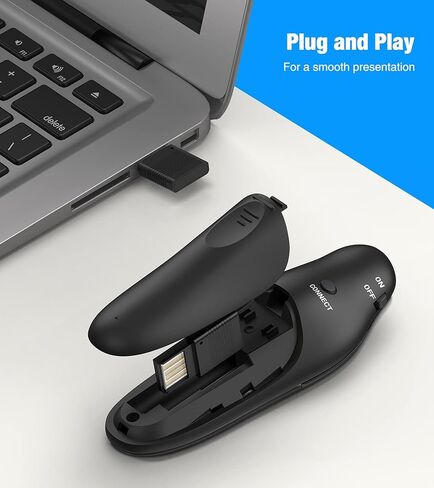 جهاز عرض تقديمي DINOSTRIKE مزود بمؤشر ليزر أحمر، RF 2.4 جيجا هرتز USB جهاز عرض لاسلكي عن بعد لعروض Powerpoint التقديمية للكمبيوتر المحمول والمكتب والفصل الدراسي in Kuwait