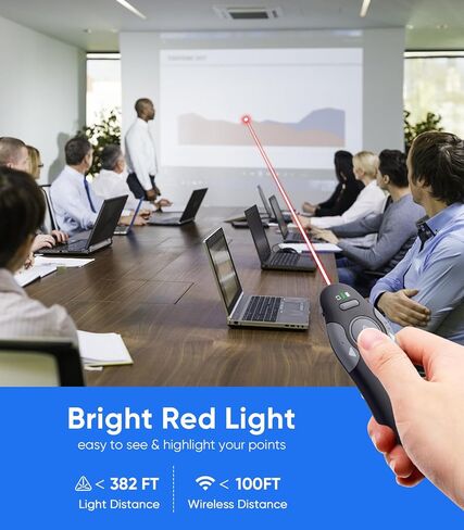أداة النقر للمقدمة لعروض PowerPoint التقديمية، أداة النقر عن بعد USB اللاسلكية PPT مع مؤشر ليزر لنظام التشغيل Mac/Windows/Linux، Google Slide/PPT/Keynote، قلب الصفحة، شاشة كاملة/سوداء، التوصيل والتشغيل in Kuwait