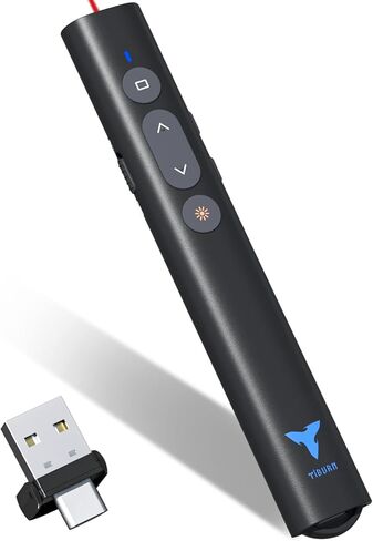 جهاز النقر لعروض Powerpoint التقديمية، جهاز نقر عرض TIBURN بطول 100 قدم، USB/USB-C 2 في 1، جهاز نقر شرائح لجهاز Mac/Win/الكمبيوتر/الكمبيوتر المحمول، مؤشر عرض تقديمي in Kuwait