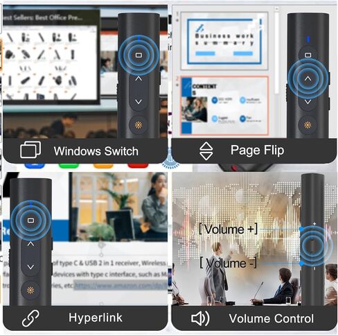 جهاز النقر لعروض Powerpoint التقديمية، جهاز نقر عرض TIBURN بطول 100 قدم، USB/USB-C 2 في 1، جهاز نقر شرائح لجهاز Mac/Win/الكمبيوتر/الكمبيوتر المحمول، مؤشر عرض تقديمي in Kuwait