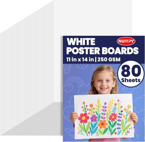 80 Sheets Poster Board, 11in x 14in White Poster Board, 250gsm Thickness Poster Paper, Poster Boards Paper Bulk for Craft, Drawing, DIY Project, Presentations, Display, Sign in Saudi Arabia