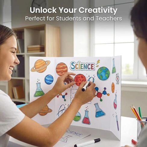 Trifold Poster Board, 24" x 16", White Corrugated Project Boards for Science Fairs, Event Displays, and Business Presentations, School Projects, 3-Pack in Kuwait