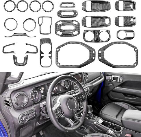 Barong for Jeep Wrangler JL JLU 2018-2023 Accessories Steering Wheel Door Handle Air Conditioning Vent Cup Holder Reading Light Headlight Gear Cover 23PCS Full Set Interior Trim Kit (Pink) in Kuwait
