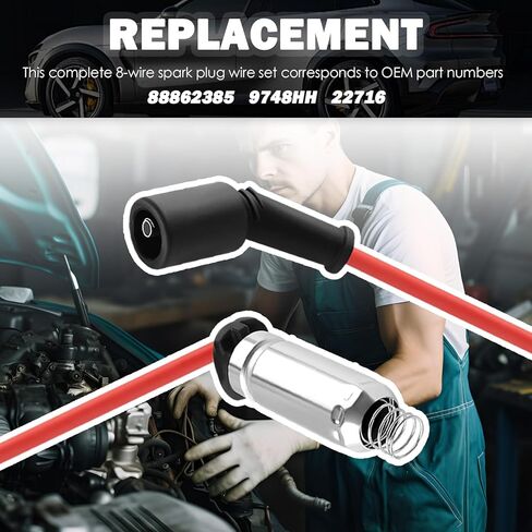 8 قطع أسلاك توصيل الإشعال OEM#88862385,9748HH، مجموعات أسلاك توصيل الإشعال البديلة للسيارات متوافقة مع كاديلاك تشيفي أفالانش جي إم سي هامر، مجموعة أسلاك شمعات الإشعال وكابلات الإشعال in Kuwait