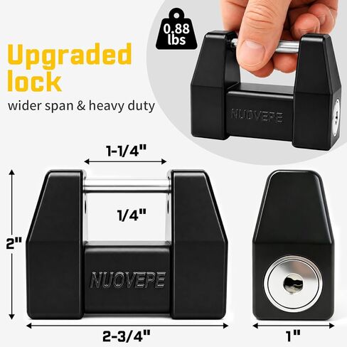 Heavy Duty Trailer Coupler Lock, 1/4" Pin with 1-1/4" Wider Span, Push-to-Lock Trailer Tongue Latch Lock, Anti-Theft Weatherproof Coupler Pin for Tow Boat, RV, Camper, Truck & Utility Trailers in Kuwait