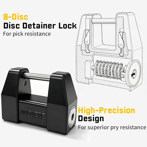 Heavy Duty Trailer Coupler Lock, 1/4" Pin with 1-1/4" Wider Span, Push-to-Lock Trailer Tongue Latch Lock, Anti-Theft Weatherproof Coupler Pin for Tow Boat, RV, Camper, Truck & Utility Trailers in Kuwait