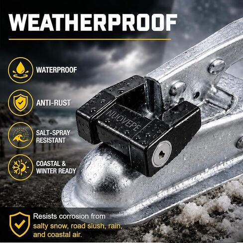 Heavy Duty Trailer Coupler Lock, 1/4" Pin with 1-1/4" Wider Span, Push-to-Lock Trailer Tongue Latch Lock, Anti-Theft Weatherproof Coupler Pin for Tow Boat, RV, Camper, Truck & Utility Trailers in Kuwait