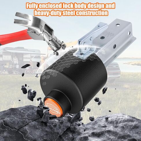 2026 Tlvuvmo Universal Trailer Hitch Locks for 2 5/16" & 2" & 1 7/8" Couplers, Enclosed Heavy Duty Tongue Lock, Anti -Theft Steel Coupler Lock for Trailers, Boat, RV, Camper in Kuwait