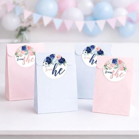 ملصقات تكشف عن الجنس من Baby in Bloom، ملصقات الفريق هو أو فريق شي باللون الأزرق الداكن والأزهار - عدد 40 in Kuwait