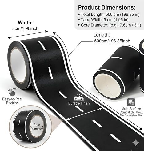 Road Street Floor Decal, Black Road Track Tape Road Border Decal, Party Decoration - 1.97 Inch Wide 16.4 FT Long in Kuwait