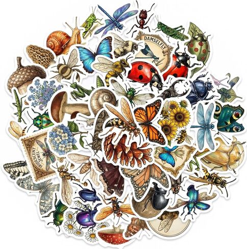 50Pcs Watercolor Bee Stickers Pack, Waterproof Vinyl Honey Decals for Water Bottle Laptop Suitcase Skateboard Scrapbook Journal, Cute Insect Labels for Kids Teens Girls DIY Decor Party Gift Supplies in Saudi Arabia