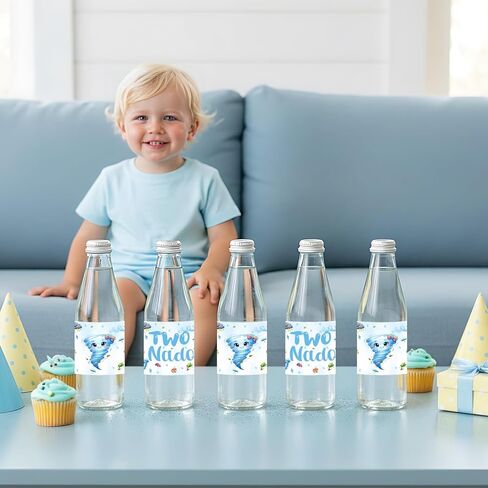Two Nado Birthday Party Decorations for Boys Girls, 28PCS Tornado 2nd Birthday Water Bottle Labels Stickers for 2 Year Old Boy Girl Two Nado Bday Party Supplies in Kuwait