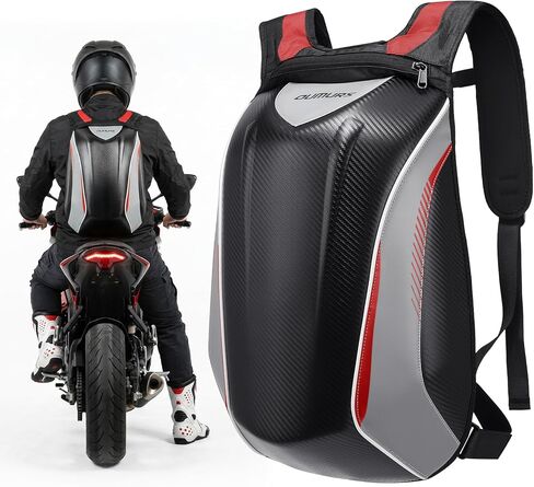 Oumurs Motorcycle Backpack for Men 35L Expandable Large Capacity with Rain Cover Waterproof Helmet Reflective Hardshell Backpack Lightweight for Riding in Kuwait
