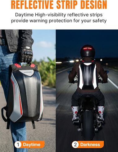 Oumurs Motorcycle Backpack for Men 35L Expandable Large Capacity with Rain Cover Waterproof Helmet Reflective Hardshell Backpack Lightweight for Riding in Kuwait