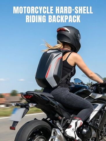Oumurs Motorcycle Backpack for Men 35L Expandable Large Capacity with Rain Cover Waterproof Helmet Reflective Hardshell Backpack Lightweight for Riding in Kuwait