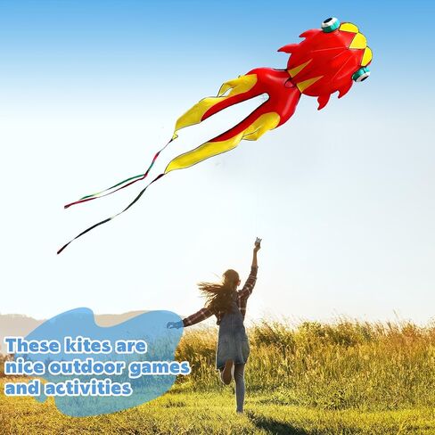 11.5 ft Large Kites for Adults 3D Goldfish Frameless Soft Umbrella Giant Flying Kites with 330 ft Kite String for Beach Park Garden Playground in Kuwait