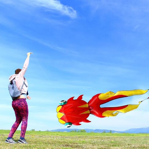 11.5 ft Large Kites for Adults 3D Goldfish Frameless Soft Umbrella Giant Flying Kites with 330 ft Kite String for Beach Park Garden Playground in Kuwait