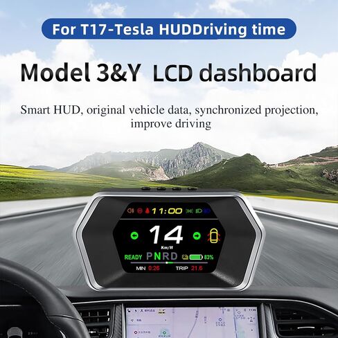 3.3-inch Dashboard Real-Time Speed Gear Position Seat Belts Brake Warning Display Compatible for Model Y 2019-2025 & for Model 3 2021-2025 with CarPlay and Android Auto Automotive Dashboard in Kuwait