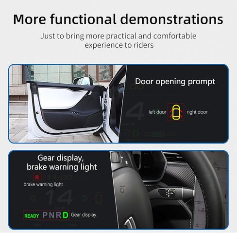 3.3-inch Dashboard Real-Time Speed Gear Position Seat Belts Brake Warning Display Compatible for Model Y 2019-2025 & for Model 3 2021-2025 with CarPlay and Android Auto Automotive Dashboard in Kuwait