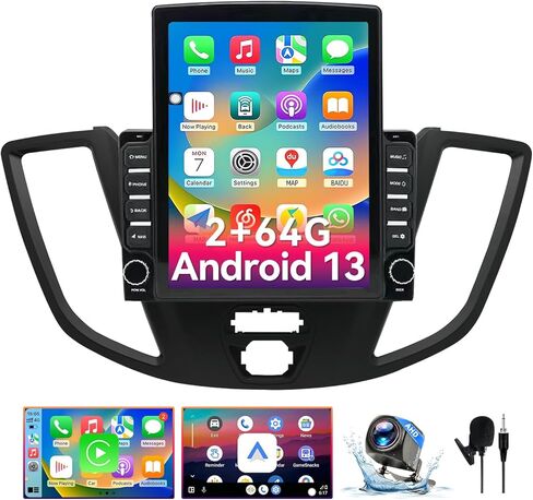 ترقية راديو ستيريو للسيارة Android 13.0 مقاس 9.7 بوصة متوافقة مع Ford Transit Connect 2015-2018، شاشة تعمل باللمس مع CarPlay اللاسلكي وAndroid Auto، نظام تحديد المواقع العالمي (GPS)، 2+64 جيجابايت، FM، SWC، كاميرا احتياطية، ميكروفون in Kuwait